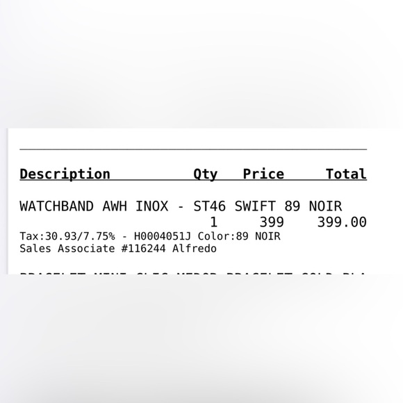 Hermes Black Leather Watch Strap - Picture 4 of 4